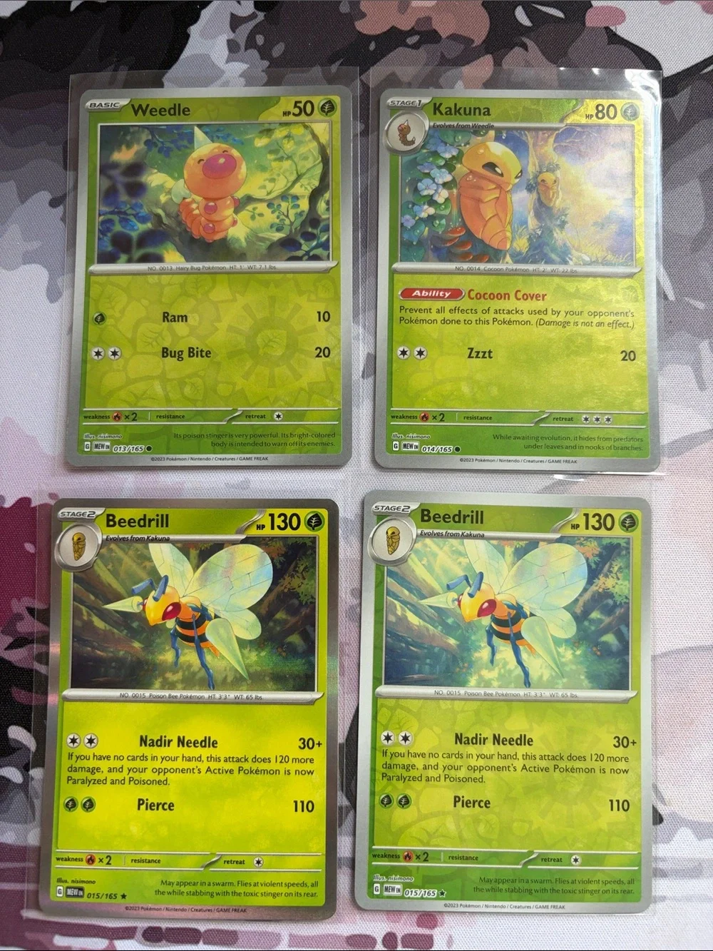 Weedle, Kakuna & Beedrill Pokémon Evolution Reverse Holo Lot 🐝 | 4 Cards ✨5/$25